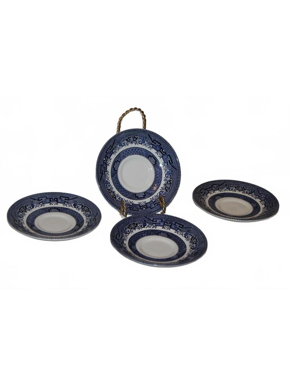 Churchill England Blue Willow Saucers - Set of 4